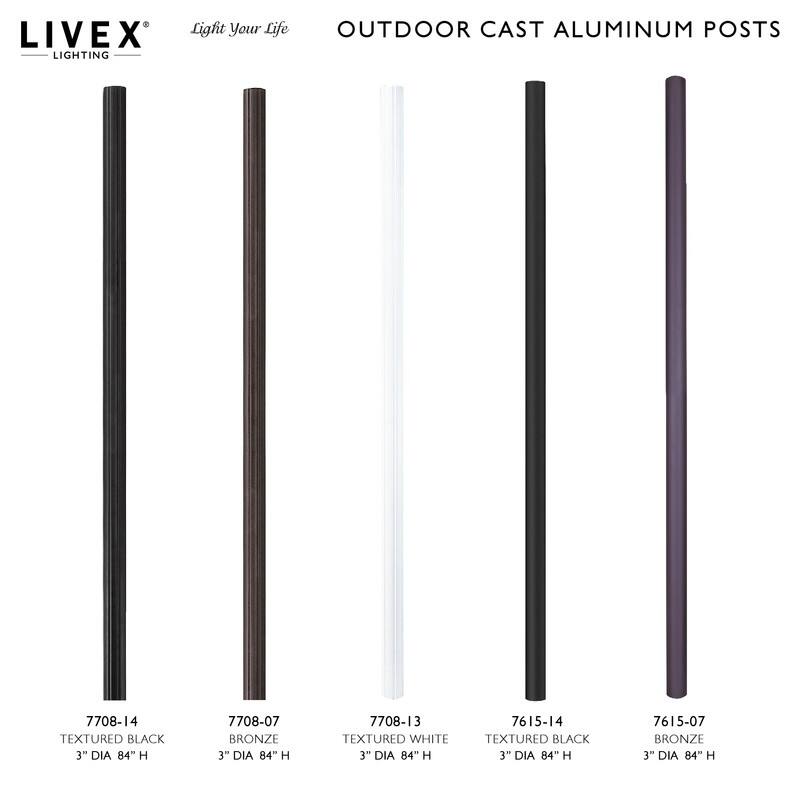 Livex Lighting Bronze Cast Aluminum Outdoor Fluted Post, 7708-07 - 3" DIA X 84" H