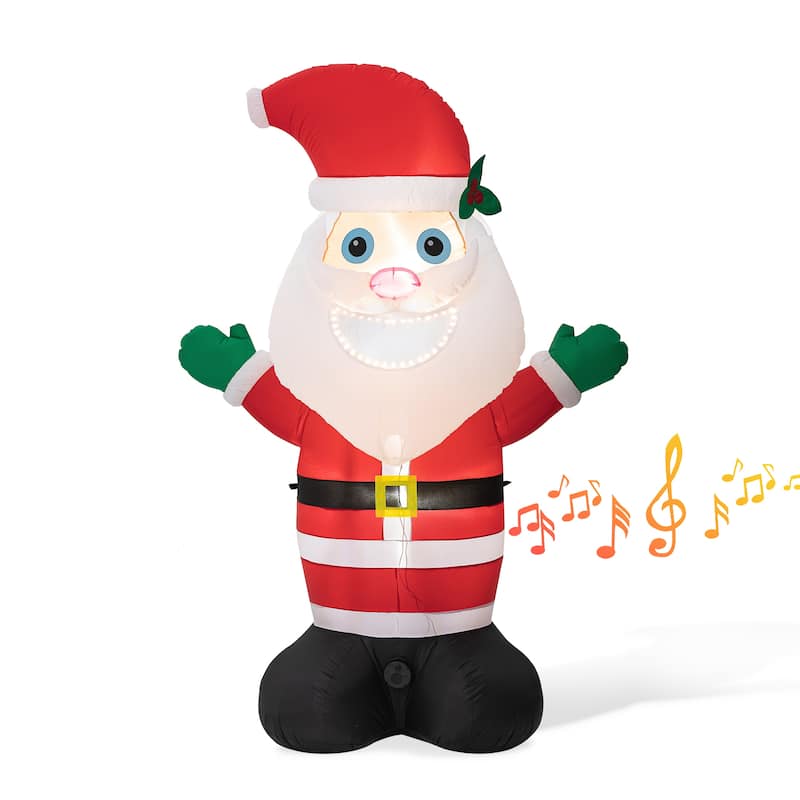 Glitzhome 8FT Lighted Inflatable Musical Santa Decor