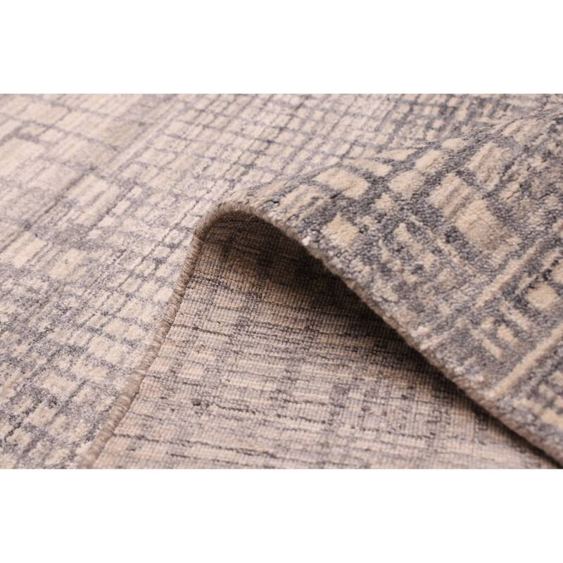 ECARPETGALLERY Hand Loomed Elysian Dark Grey Wool Rug - 8'2 x 9'9