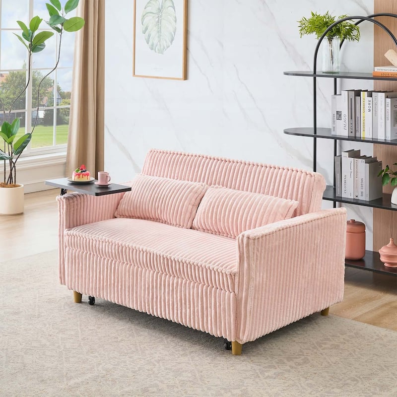 Pull-Out and Push-In Sofa with Movable Tabletop and USB Ports, Ideal for Living Rooms and Bedrooms