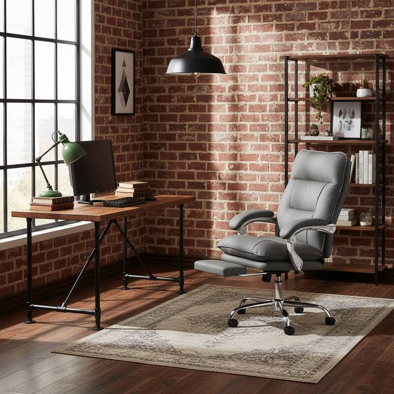 Reclining Executive Office Chair with Footrest