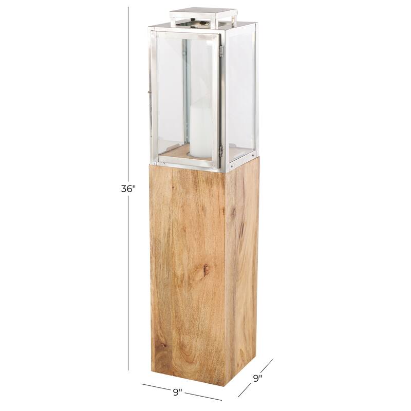 Mango Wood Handmade Decorative Indoor Outdoor Candle Lantern - Brown - Roche River Decor