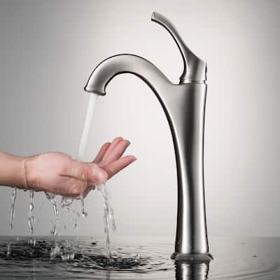 KRAUS Arlo Single Handle 1-Hole Vessel Bathroom Faucet w/ Pop Up Drain