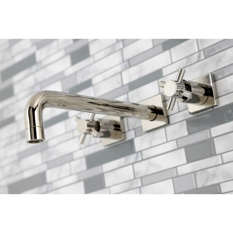 Concord 3-Hole Wall Mount Roman Tub Faucet in Polished Brass