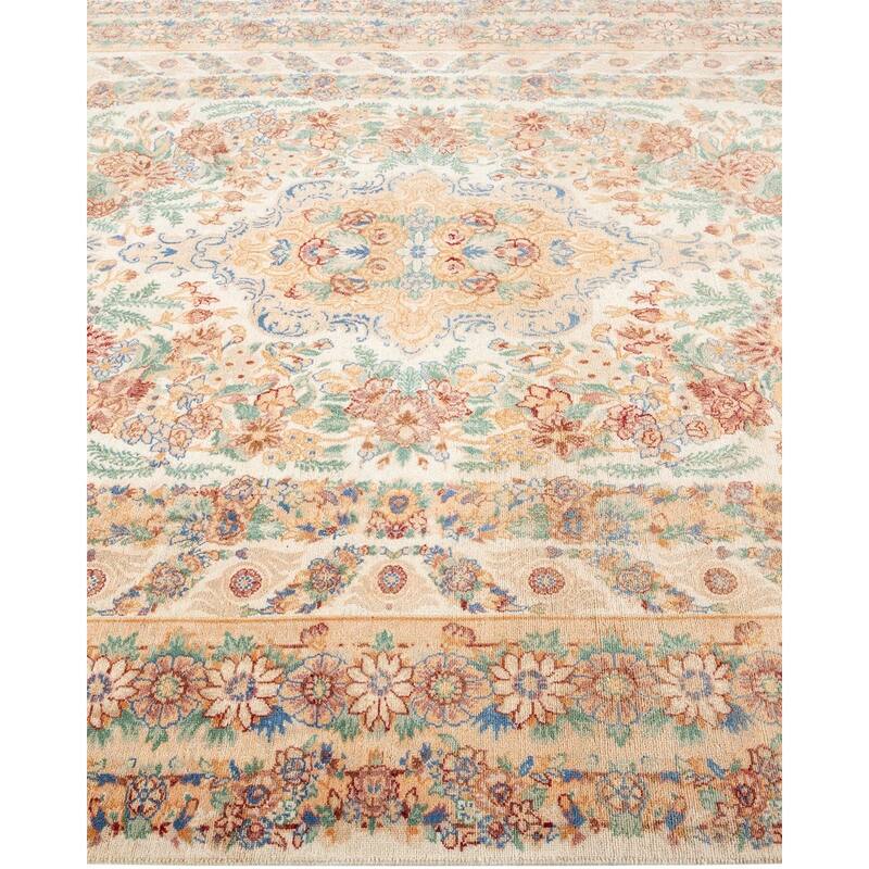 Overton Hand Knotted Wool Vintage Inspired Traditional Mogul Beige Area Rug - 6' 2" x 9' 2"