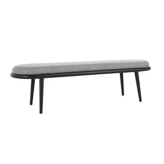Eli 60 Inch Modern Rounded Bench, Polyester, Splayed Legs, Gray, Black ...