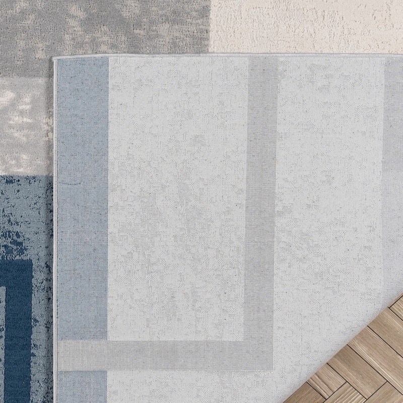 Gertmenian Ethan Abstract Geo Modern Geometric Blue Area Rug