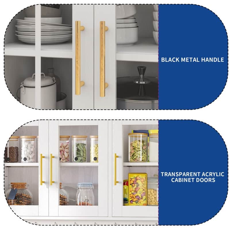 Moasis 71'' Kitchen Pantry Storage Cabinet Microwave Stand Hutch Cabinet with Power Outlet