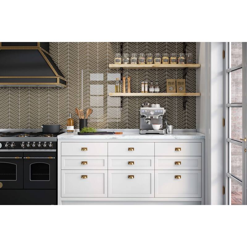 Cruz Bay Studio BG11 Palms - 12" x 15" Chevron Wall Tile - Glossy - Smoke Gloss