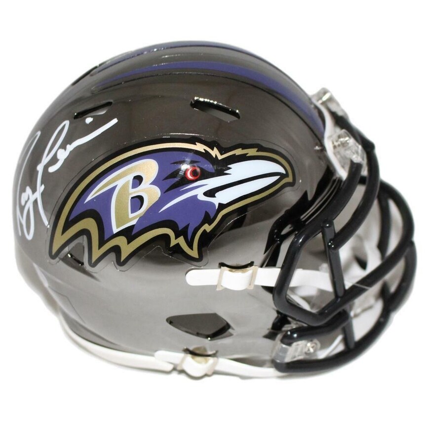 Ray Lewis Autographed Baltimore Ravens Chrome Mini Helmet Bas Multi 5 X 8 On Sale Overstock 27279205 Baltimore ravens middle linebacker ray lewis is intimidating enough as a legendary middle linebacker, but his super bowl equipment has made him even more terrifying and has earned him comparisons to some of hollywood's great villains. overstock com