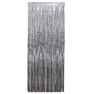 Silver Tinsel Christmas Window or Door Curtain 3' x 8'