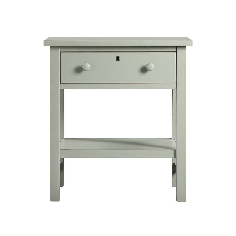 Antique Gray 1-Drawer Nightstand with Open Shelf