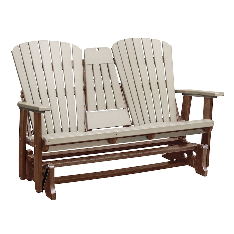 American Furniture Classics Two Seat Fan Back Glider with Drop Down Table/Cup Holder - N/A