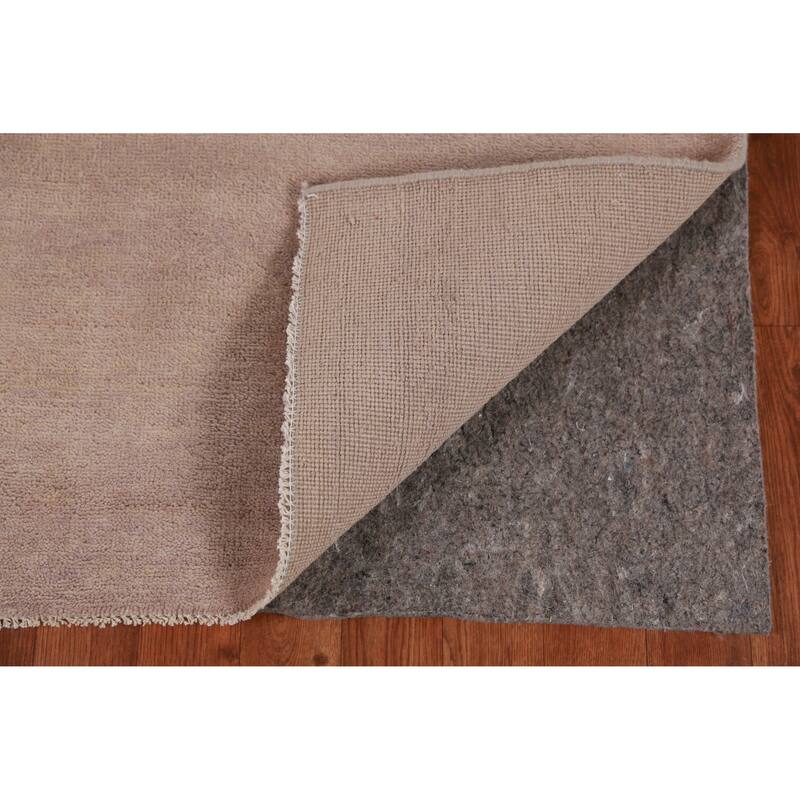 Hand Knotted Oriental 100% Wool Carpet Modern Solid Beige & Ivories Gabbeh Runner Rug - 10' 6'' X 3' 0''