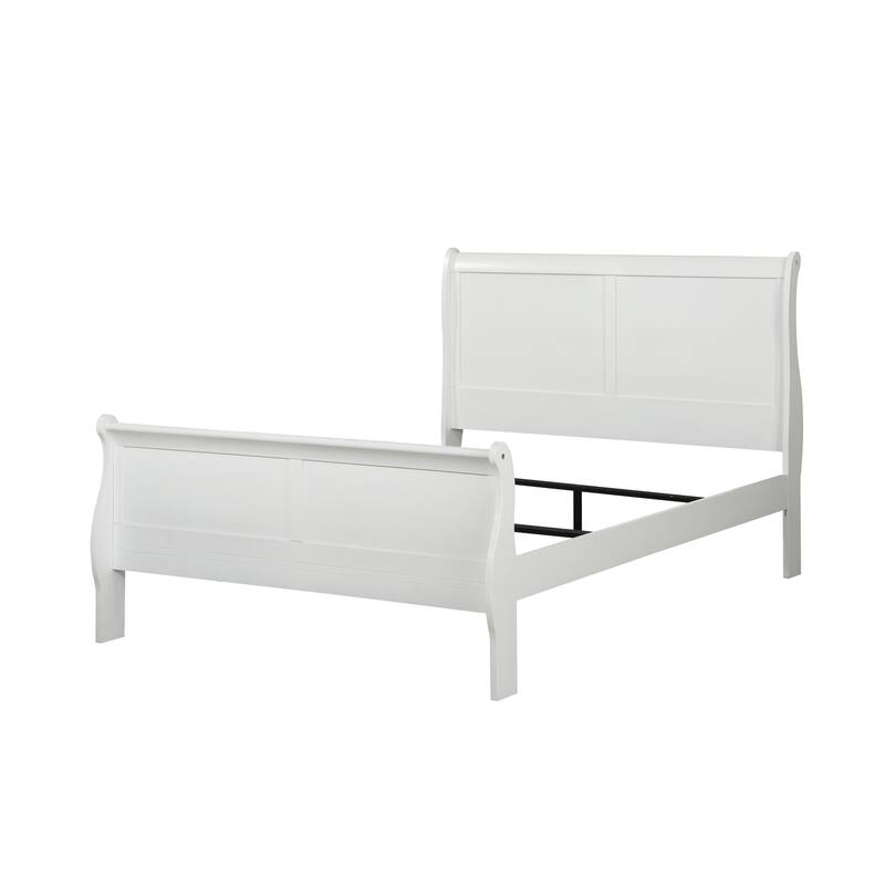 Twin Size Wood Sleigh Bed with Brushed Nickel Hardware