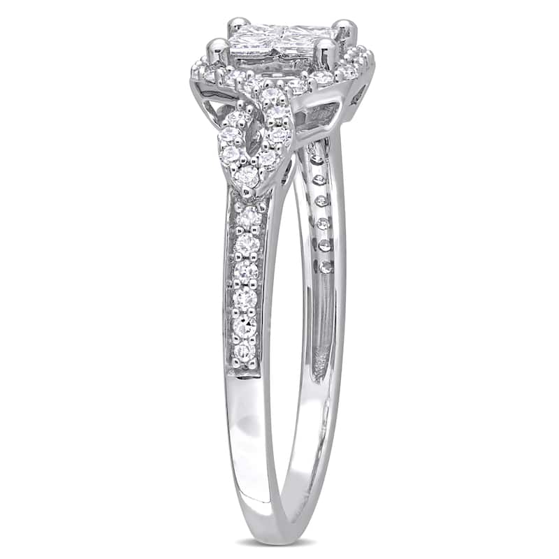 Miadora 10k White Gold 1/2ct TDW Diamond Crossover Engagement Ring