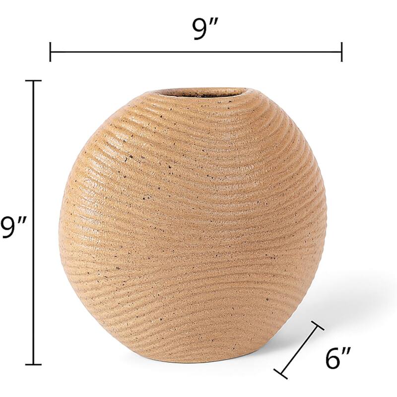 Aria Home Tan Speckled Ceramic Vase Modern Decorative Home Accent