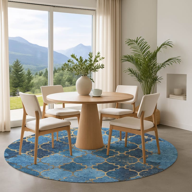 Premium Washable Super Soft Modern Trellis Mayfield Rug - Blue - 8' x 8'