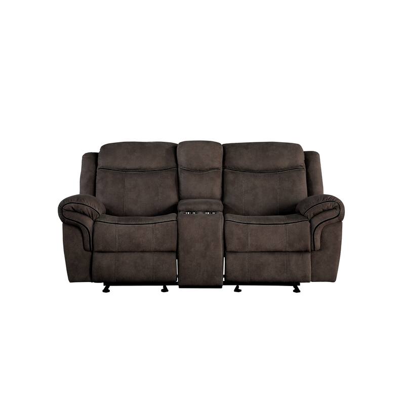 Velvet Upholstered Loveseat with USB Docks and Storage Console, Gray