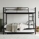 preview thumbnail 11 of 10, Twin Bunk Bed with Trundle Metal Bunkbeds with Ladder and Guardrail