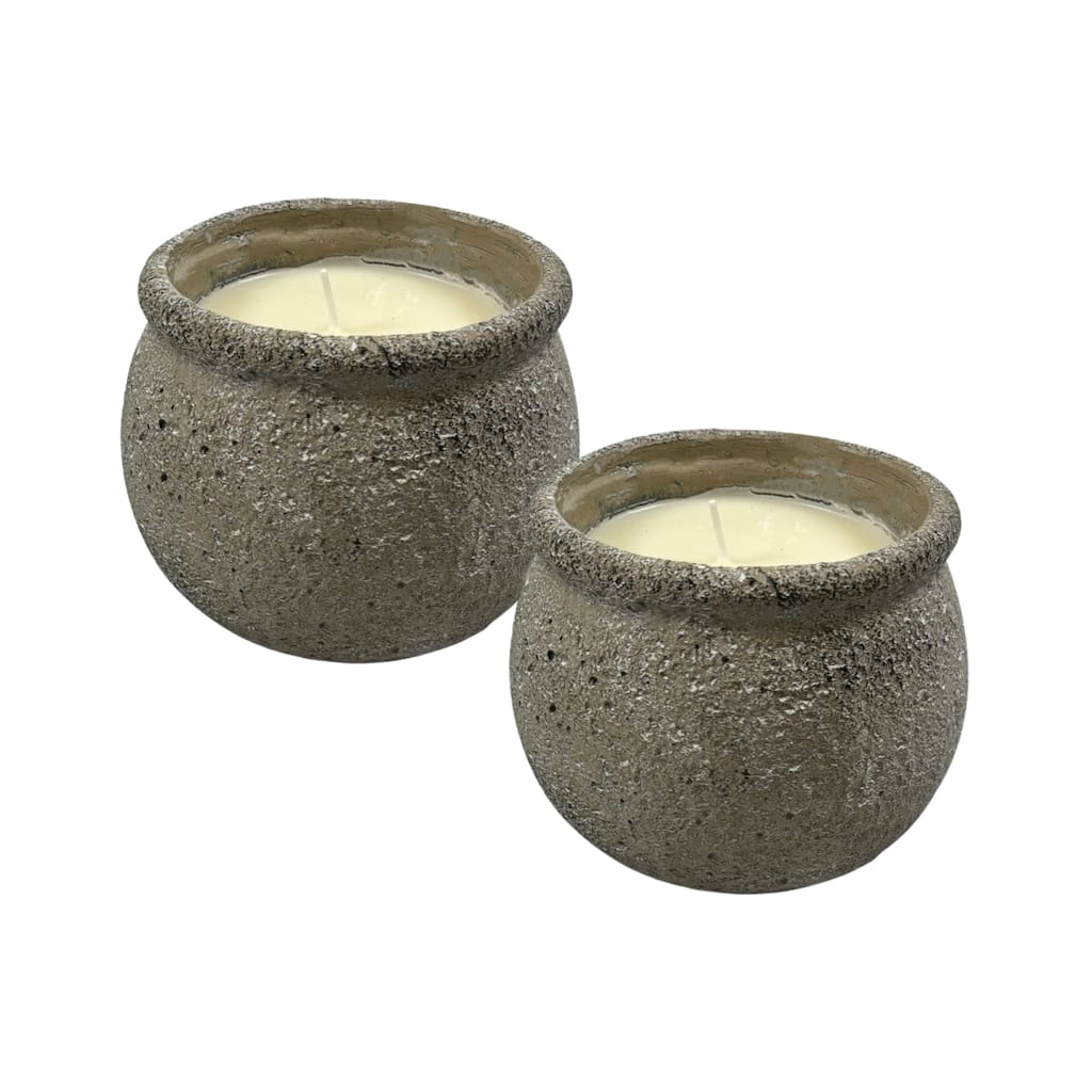 Gray Earthy Rough Surface Ceramic Candle Jars Set of Two 16oz