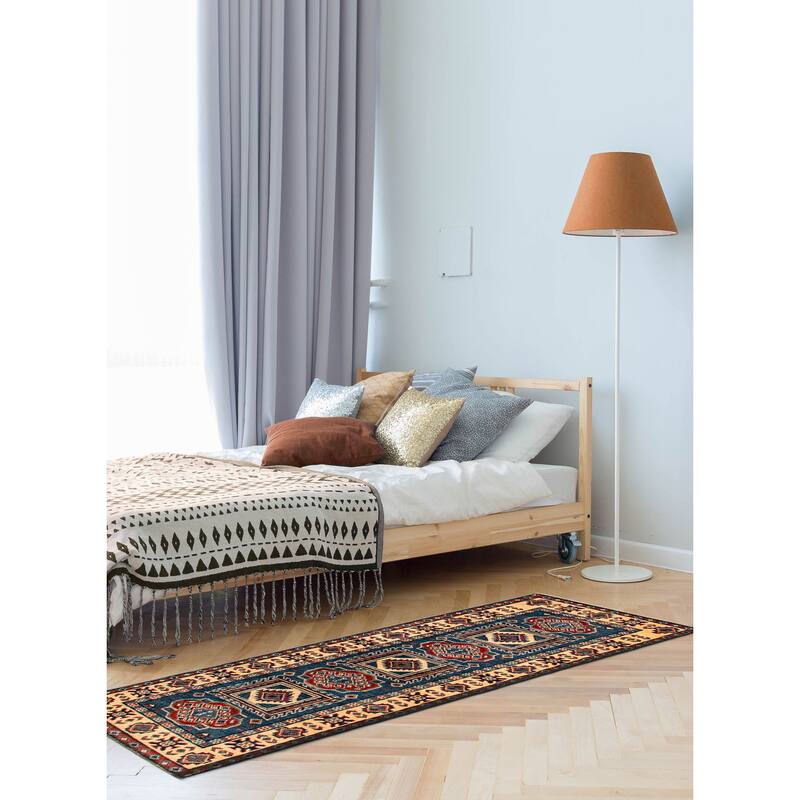 ECARPETGALLERY Hand-knotted Uzbek Ghazni Dark Blue Wool Rug - 2'0 x 5'11