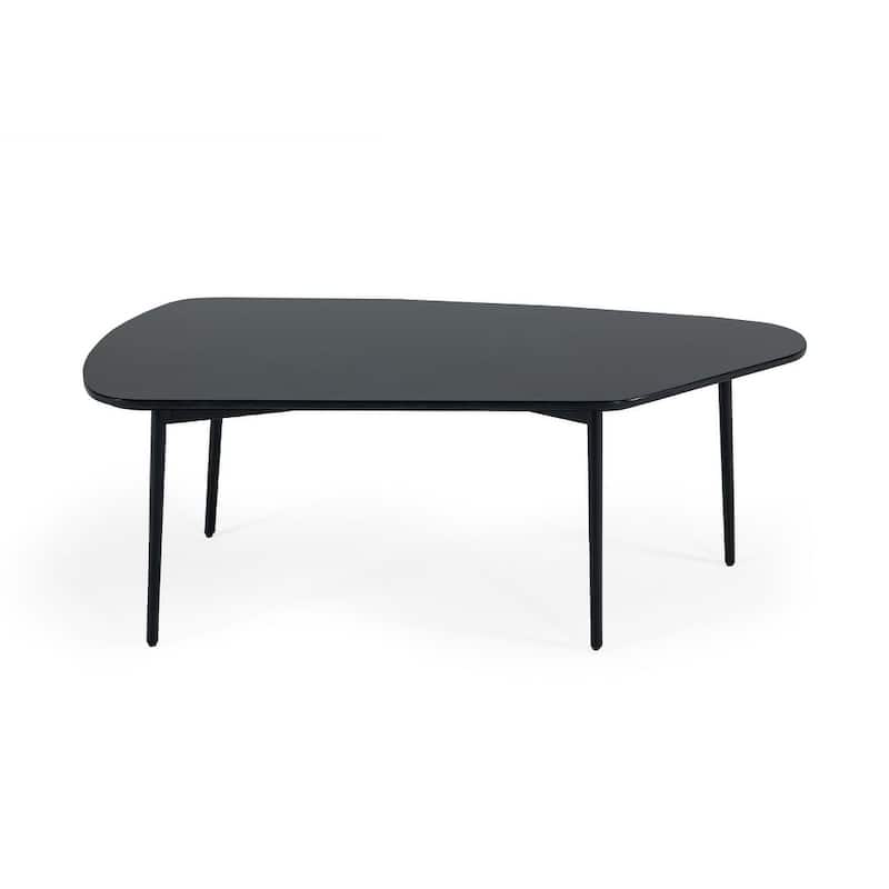 HomeRoots 47" Black And Black Marble Stone Free Form Coffee Table