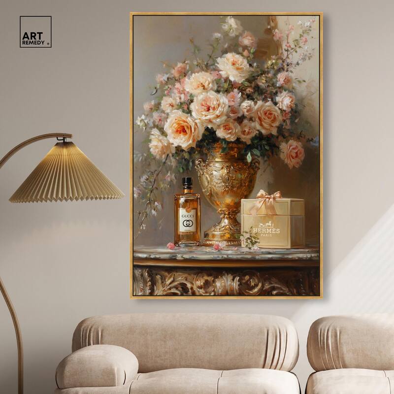 Classical Vase Tans and Floral Canvas by Art Remedy