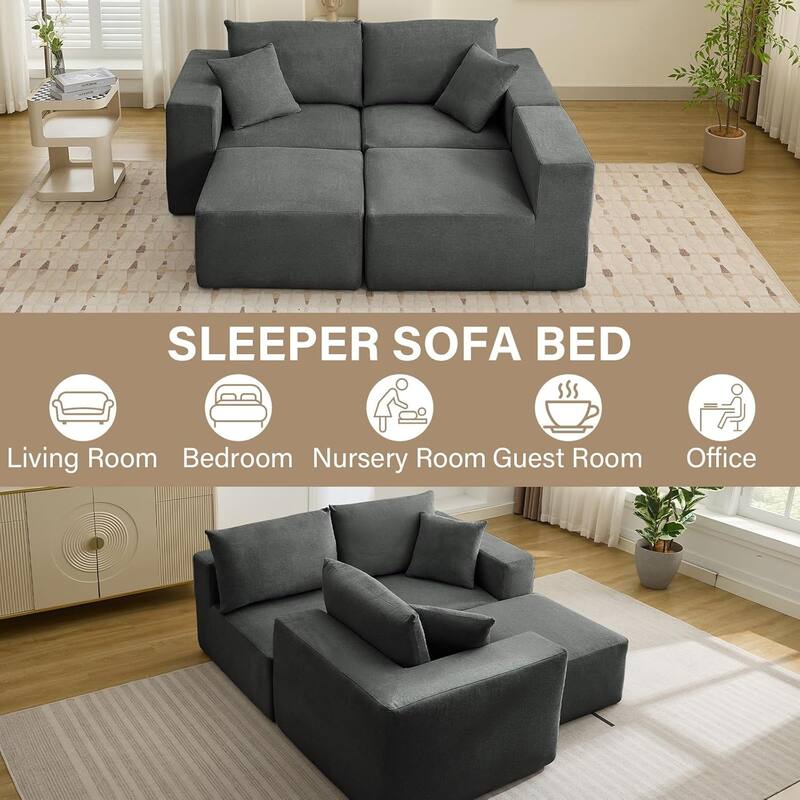 108'' Oversized Cloud Modular Sectional Sofa, Deep Seat Chenille Couch with Chaise