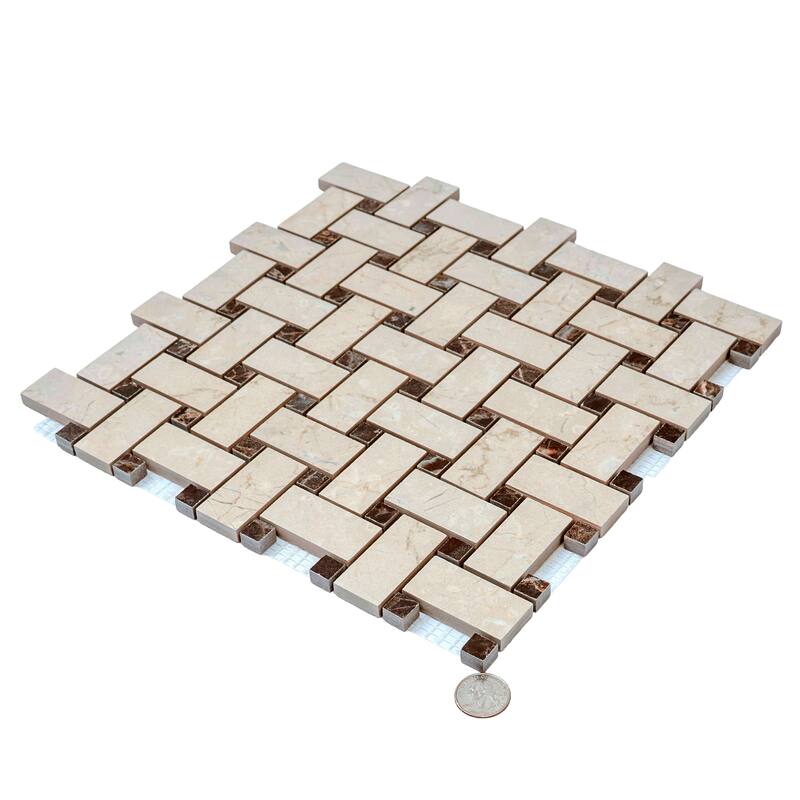 Regalia 12x12 in. Matte Gres Porcelain Basketweave Mosaic Wall and Floor Tile (5.82 sq ft/case, 6-Pack)