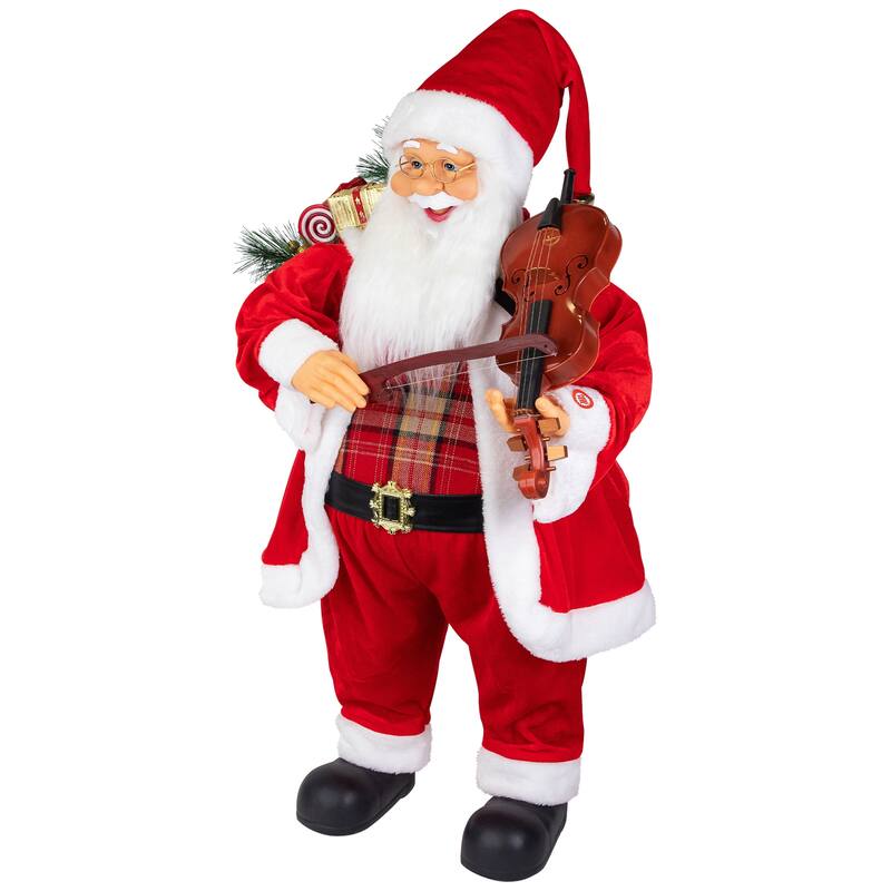 Animated and Musical Santa with Violin Christmas Figurine - 32"