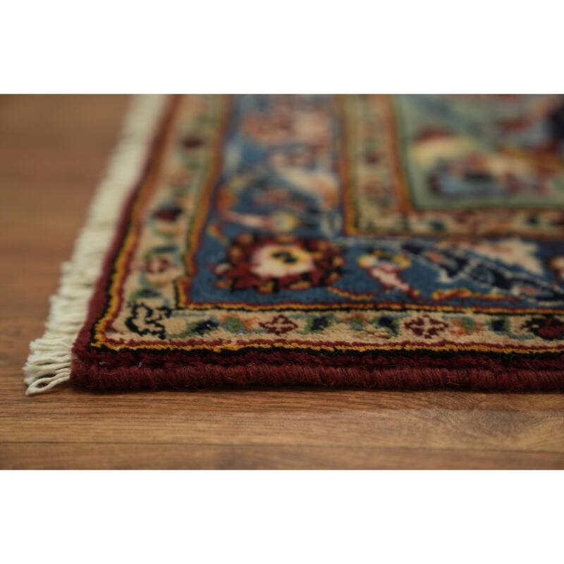Hand Knotted Oriental 100% Wool Carpet Traditional Floral Red Kashan Area Rug - 13' 5'' X 9' 7''