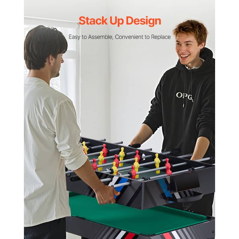 48 Inch 4-in-1 Combo Game Table with Steel Locks Ideal for Basements or Recreation Rooms Suitable for All Ages