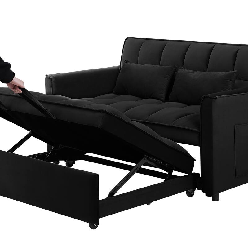 3-in-1 Convertible Modern Velvet Sofa Bed