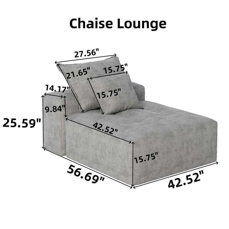 Modern DIY Combination Tufted Modular Sofa with 2 Pillows
