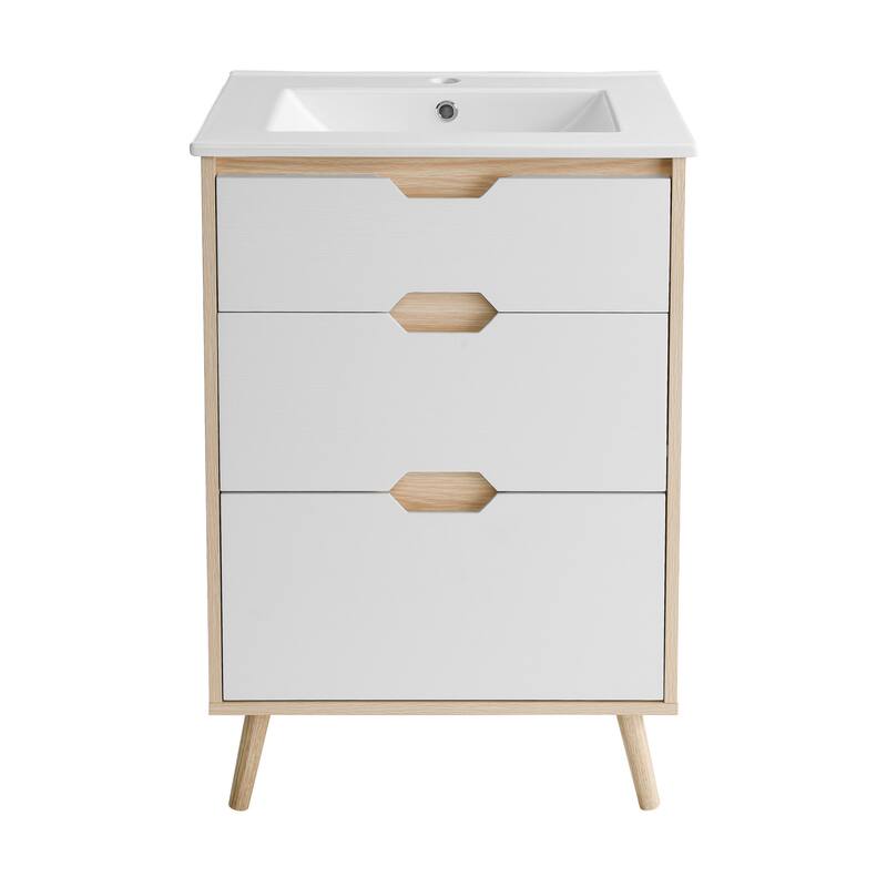 Swiss Madison SM-BV350 Brusque 18" Free Standing Single Basin Vanity - White Oak - Oak Finish