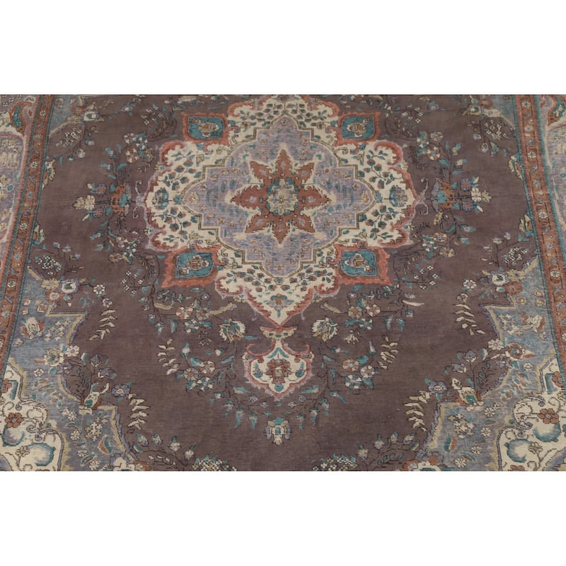 Traditional Tabriz Persian Vintage Area Rug Hand-Knotted Wool Carpet - 9'11"x 12'2"
