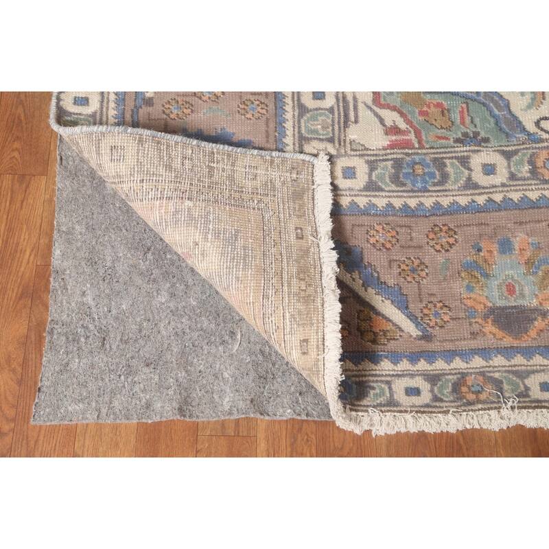 Brown Tabriz Persian Vintage Rug Handmade Wool Carpet - 8'1"x 10'9"