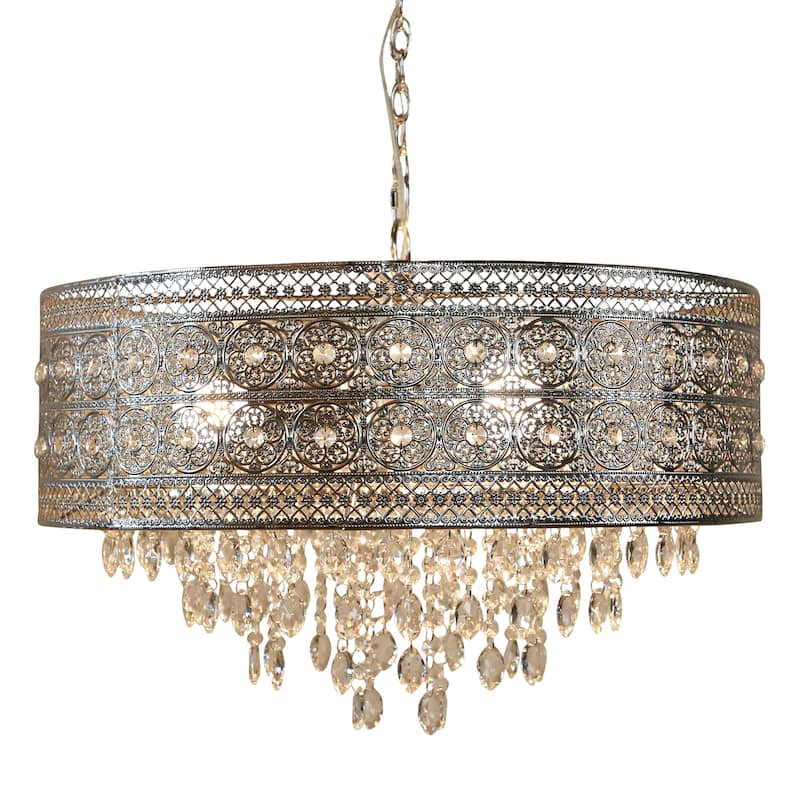 Silver Orchid Brielle Polished Nickel and Crystal 3-light Chandelier - 23.625"L x 23.625"W x 15"H