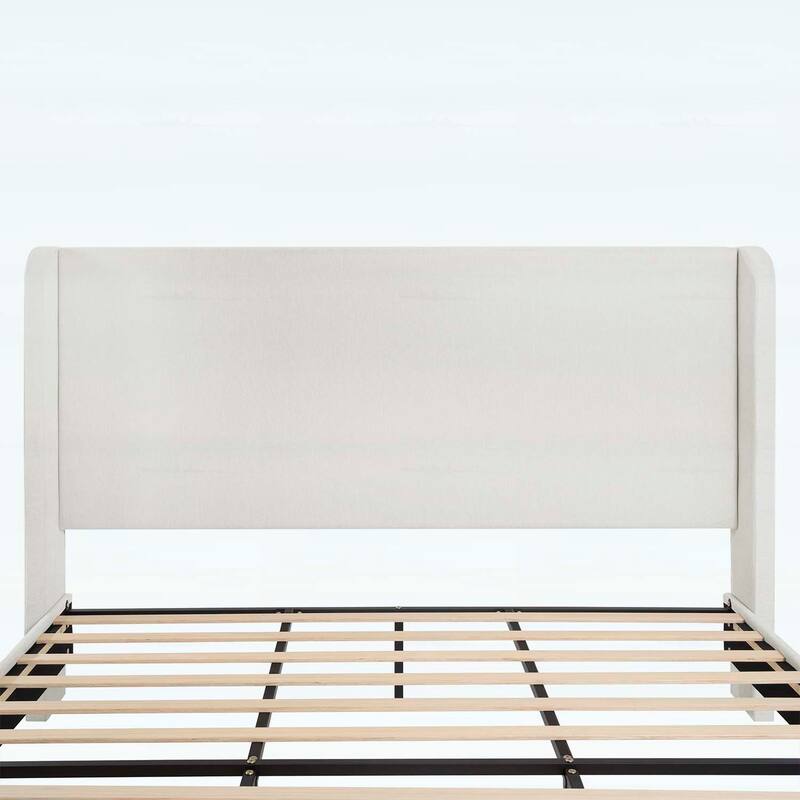 Retro Simple Style High Headboard Upholstered Platform Bed,Premium Chenille