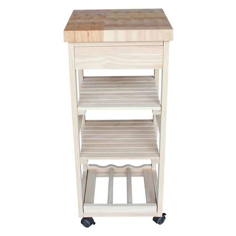 Porch & Den Estelle Unfinished Solid Parawood Kitchen Trolley