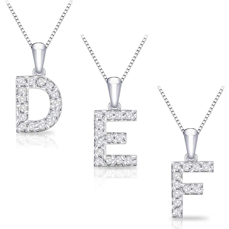 Auriya 1/10ctw Pave Accent Diamond Initial Pendant Necklace 14k Gold (I-J, I1-I2)