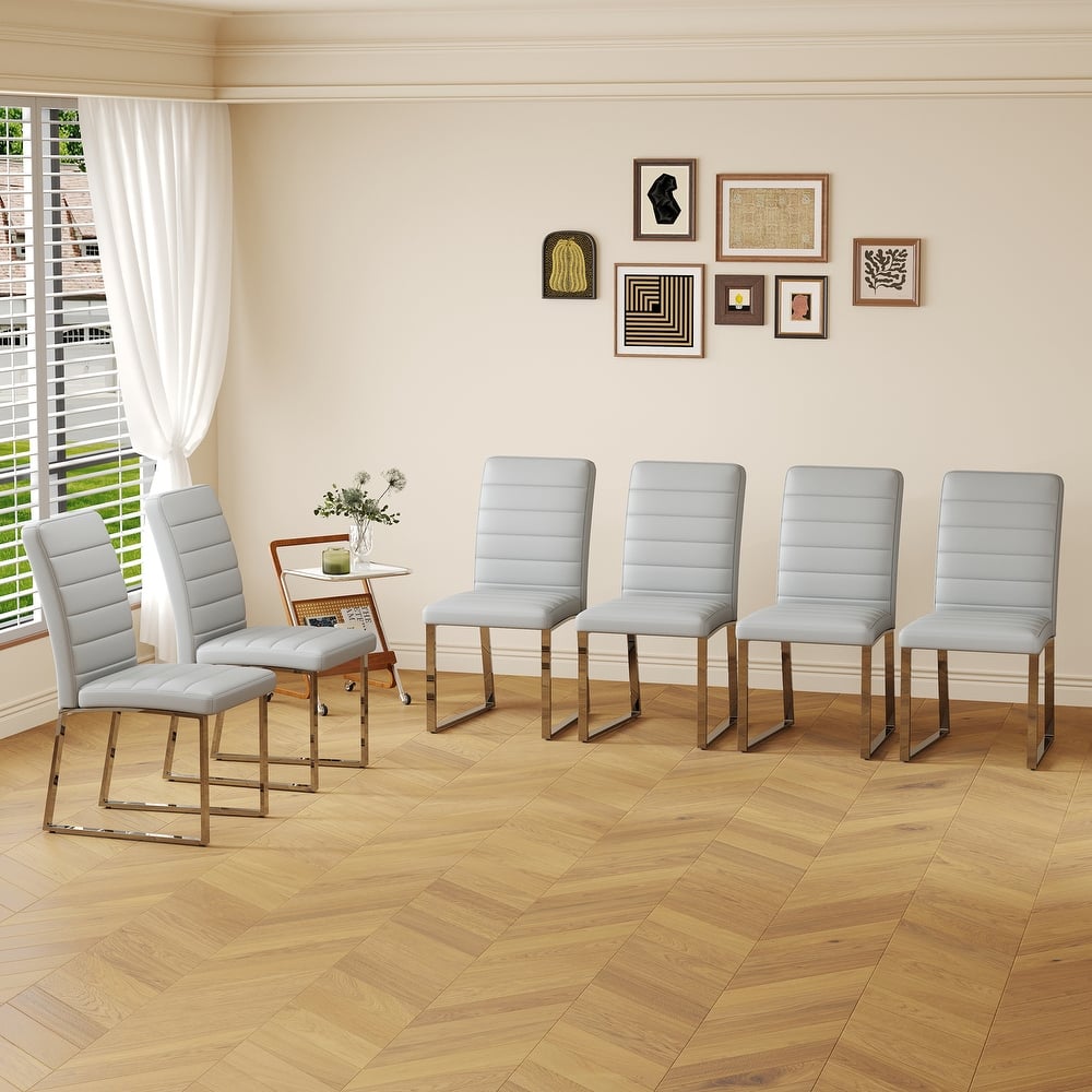 2-Pack - Premium PU Office, Dining Chairs w/ High-Density Foam, Sturdy Iron Legs