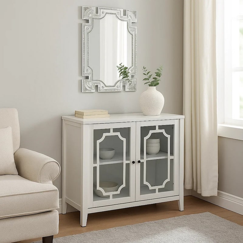 Pali 47 Inch Wall Mirror, Beveled Edge, Art Deco, Faux Crystals, Silver