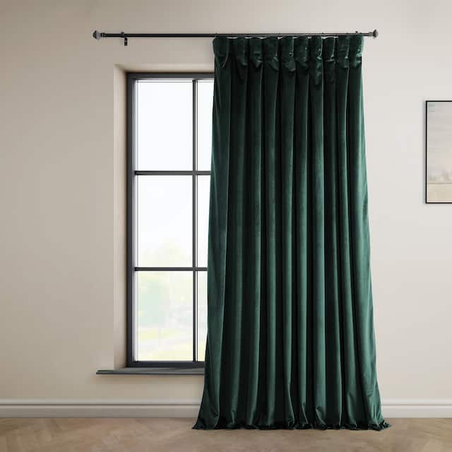 Exclusive Fabrics Heritage Plush Velvet Sing Curtain (1 Panel) - Forestry Green - 100 X 108