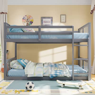 Twin Bunk Bed with Ladder and Solid Wood Frame, 250lb Capacity, No Box Spring Needed