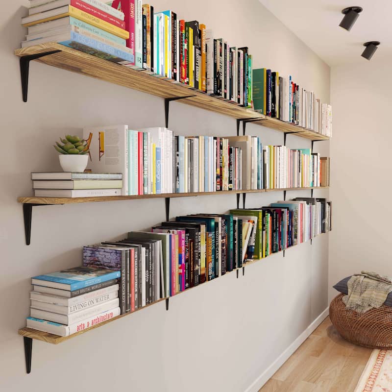 60 inch Floating Shelf, Wooden Shelf for Wall, Book Shelf, Kitchen Shelf, Living Room Shelves, Burnt