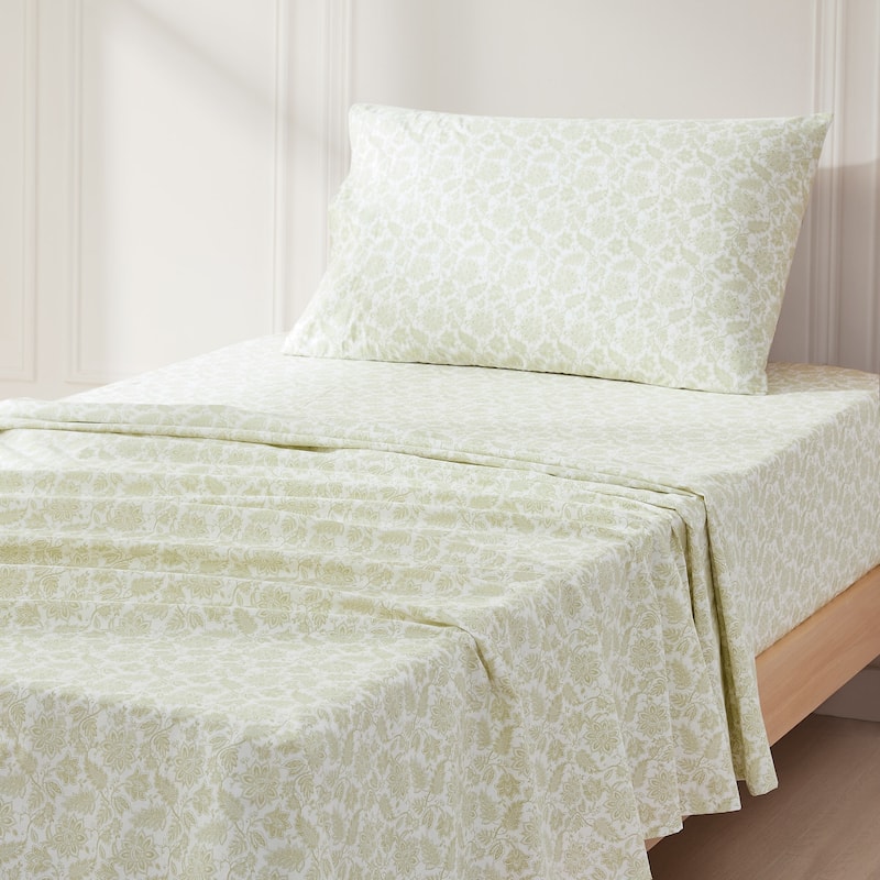 Lush Decor Floral Jacobean Sage Cotton Sheet Set