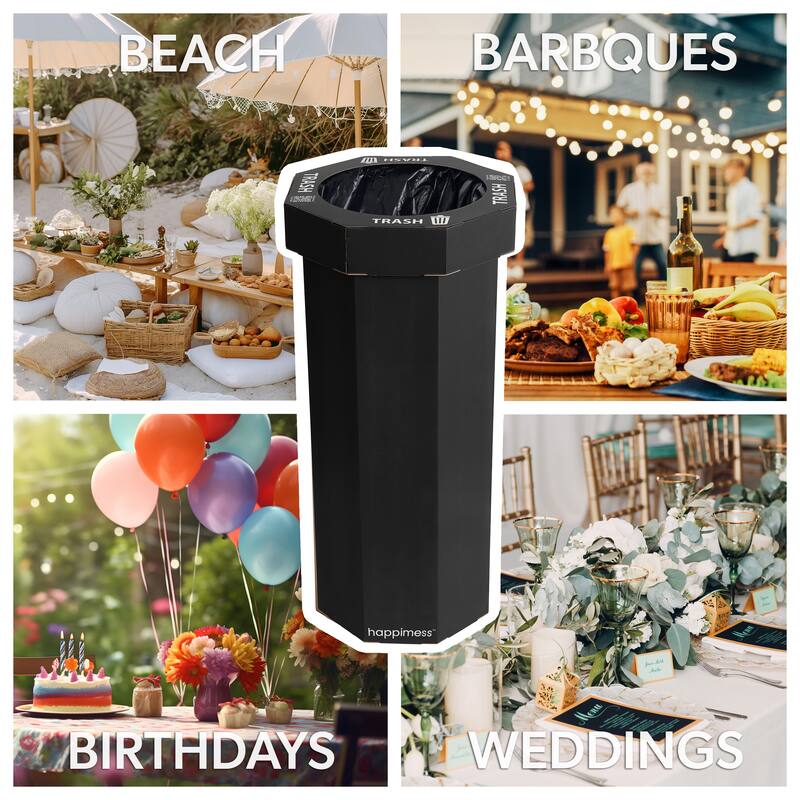 25-Gallon Disposable Cardboard Event Trash Can and Recycling Bin (Set of 2) - Charcoal Black