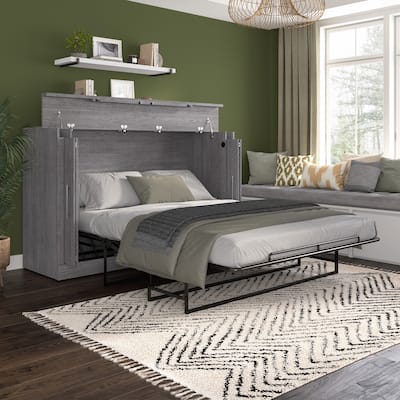 Nebula 75W Queen Cabinet Bed with Mattress for Guest Room by Bestar